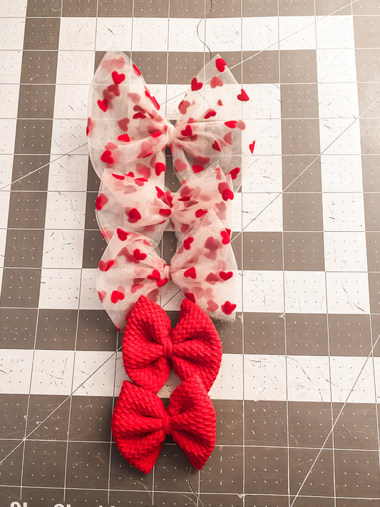 Red velvet heart mesh piggies